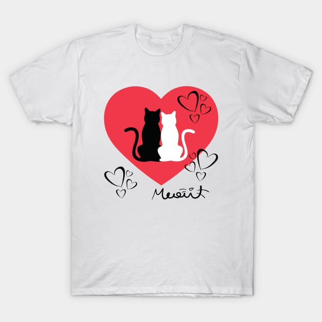 CAT COUPLE RED HEART VALENTINES DAY T-Shirt by Rightshirt